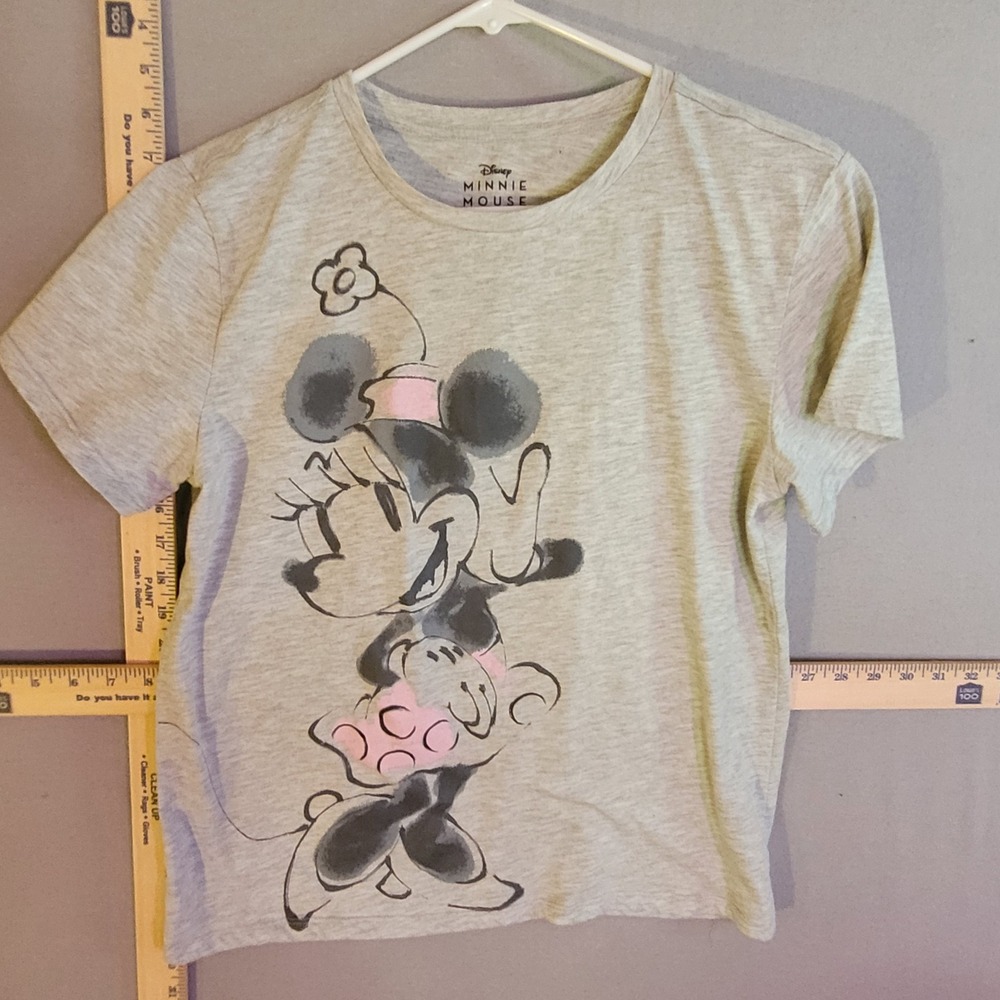 Disney‎ Minnie Mouse Graphic T-Shirt Gray Heather Short Sleeve Womens Medium